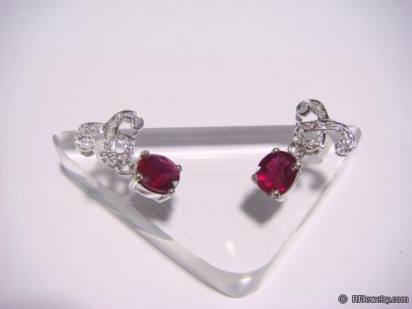 گوشواره جواهر ياقوت قرمز - کد 5154