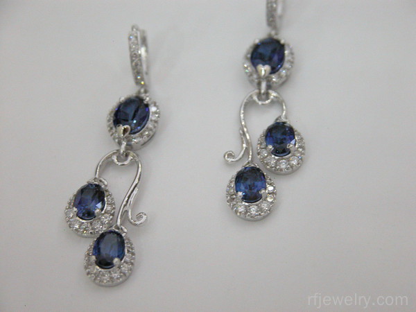گوشواره جواهر ياقوت کبود - کد 6578